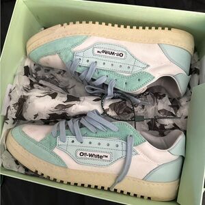Off-White Pastel Blue and White Sneakers